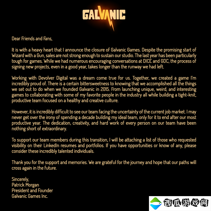 《荒野枪巫》开发商Galvanic Games倒闭 销量后劲不足