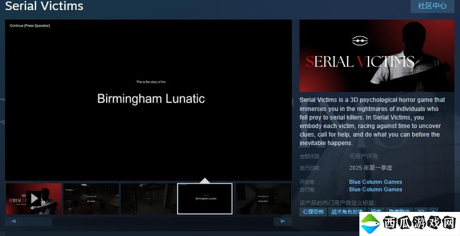 3D心理恐怖游戏《Serial Victims》Steam页面开放 明年发售