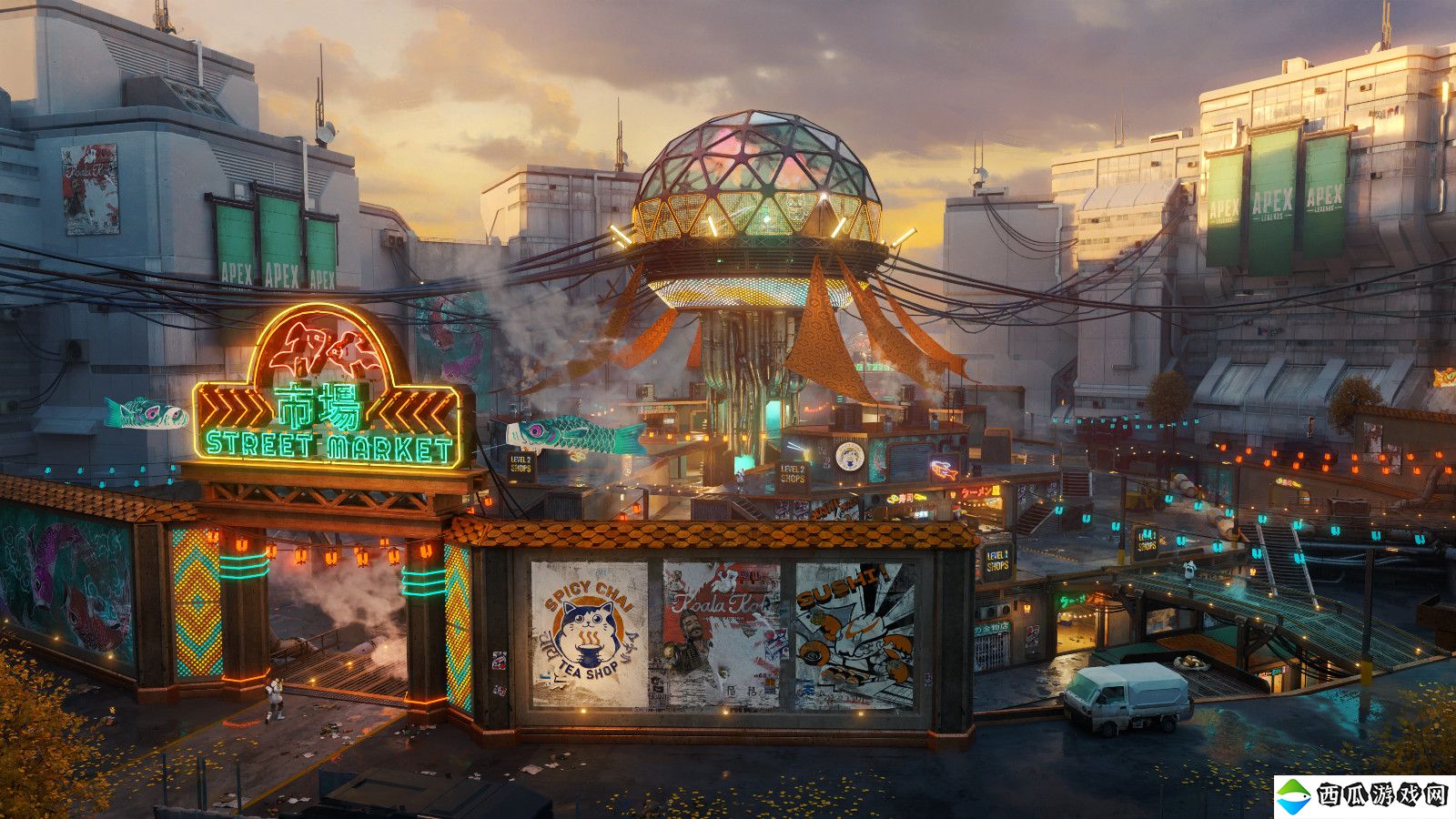 《Apex英雄》新地图艺术泄露：霓虹灯下的夜景街区