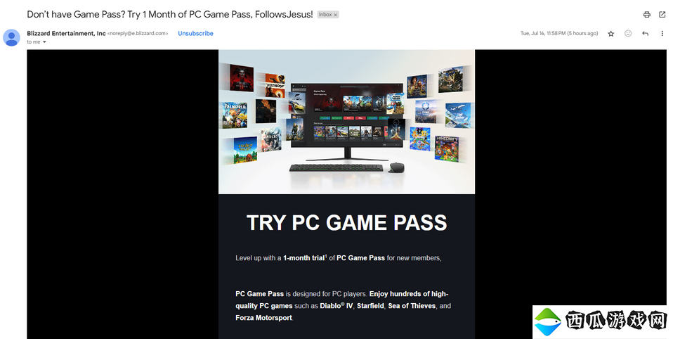 暴雪正在免费送出PC Game Pass一个月会员